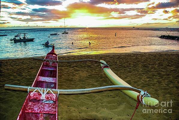 Outrigger Canoe - Sunset Beachfront by D Davila Outrigger Canoe - Sunset Beachfront by D Davila