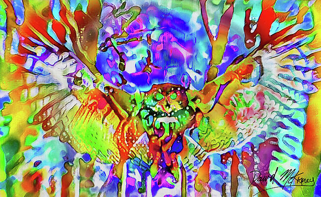 Wall Art - Digital Art - Owl Wings Open Color Variant 2 by David McKinney