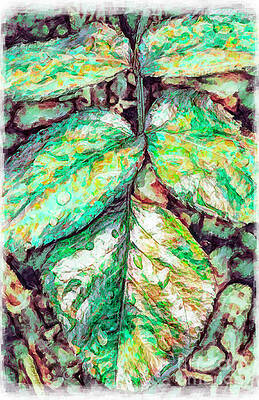Wall Art - Mixed Media - Painted Rose Leaves by Macro Abundance Art