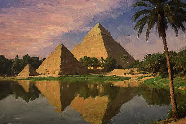 Wall Art - Digital Art - Painting of an ancient Egyptian pyramid by Gerry Martinez Nature Wall Art Large Prints