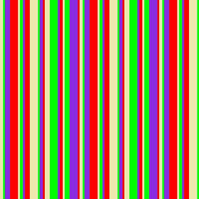 [ Thumbnail: Pale Goldenrod, Lime, Purple, and Red Colored Stripes/Lines Pattern Acrylic Print ]