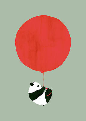  Digital Art - Panda on a balloon by Nava Seas