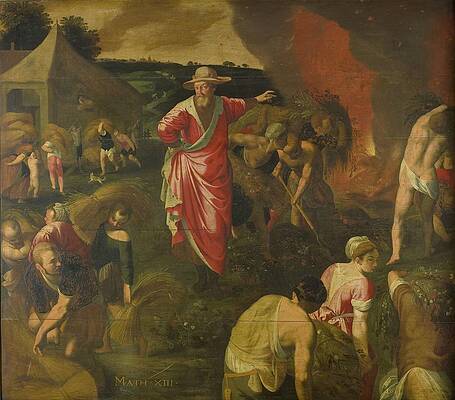 Wall Art - Drawing - Parable of the Weeds among the Wheat    art by Isaac Claesz van Swanenburg Dutch
