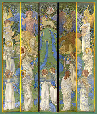 Paradise, with the Worship of the Holy Lamb Print by Edward Burne-Jones