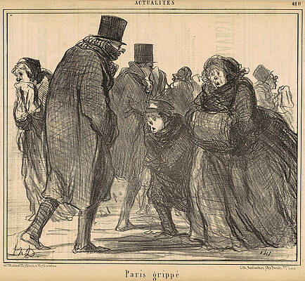 Paris influenza 2 Print by Honore Daumier