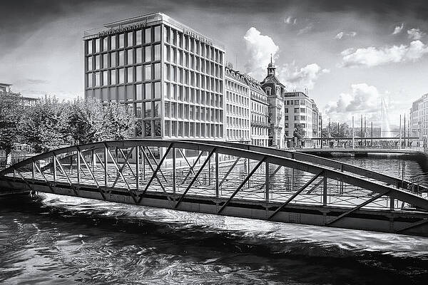 Wall Art - Photograph - Passerelle de Lile Geneva Switzerland Black and White  by Carol Japp
