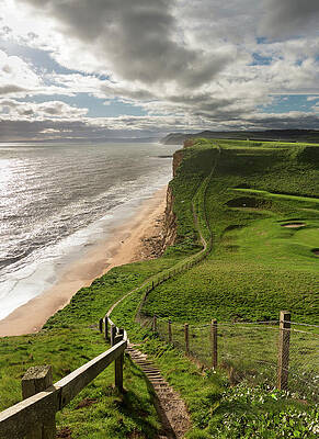 Wall Art - Photograph - Path on cliffs at West Bay Dorset in UK by Steven Heap