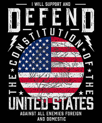 Wall Art - Drawing - Patriotic American Support and Defend Constitution of the United States American Flag by Kanig Designs
