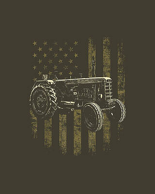  Digital Art - Patriotic Tractor American Flag Tractor Farm Men Women by Taliah Tiam
