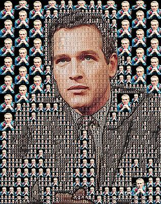 Wall Art - Digital Art - Paul Newman photomosaic portrait by Christina Fairhead Art and Merch
