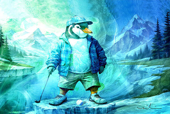 Wall Art - Painting - Penguins Love Golf 03 by Miki De Goodaboom