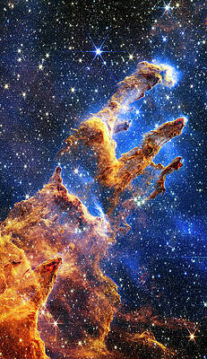 Wall Art - Photograph - Pillars of Creation NIR Cam Image From NASA James Webb Space Telescope by Carol Japp
