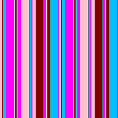 [ Thumbnail: Pink, Maroon, Deep Sky Blue, and Fuchsia Colored Striped Pattern Acrylic Print ]