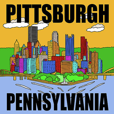 Pittsburgh Pennsylvania City Skyline Pop Art Print by Aaron Geraud Pittsburgh Pennsylvania City Skyline Pop Art Print by Aaron Geraud