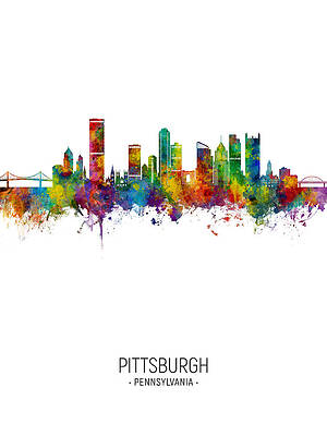 Wall Art - Digital Art - Pittsburgh Pennsylvania Skyline #66b by Michael Tompsett
