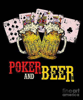 Wall Art - Digital Art - Poker And Beer Awesome Poker Game Playing Gift by Thomas Larch