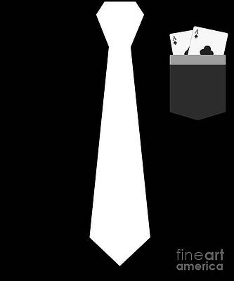 Wall Art - Drawing - Poker Black And White Tuxedo With Tie Funny Novelty  by Noirty Designs