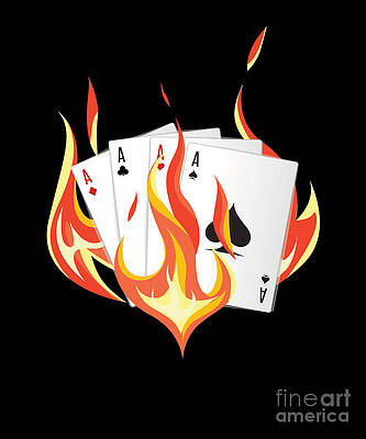 Wall Art - Digital Art - Poker Cards Ace Flame Casino Gambling Player Gift by Thomas Larch