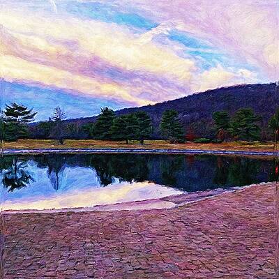 Wall Art - Digital Art - Ponds and Trees and Cobblestone by Pamela Storch