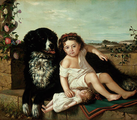 Girl With Dog Paintings Fine Art America