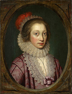 Portrait of a Woman, possibly Elizabeth Boothby Print by Cornelis Janssens van Ceulen