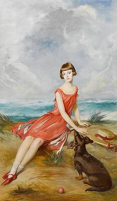 Girl With Dog Paintings Fine Art America