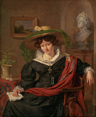 Portrait of Carolina Frederica Kerst, Wife of Louis Royer Print by Charles Van Beveren