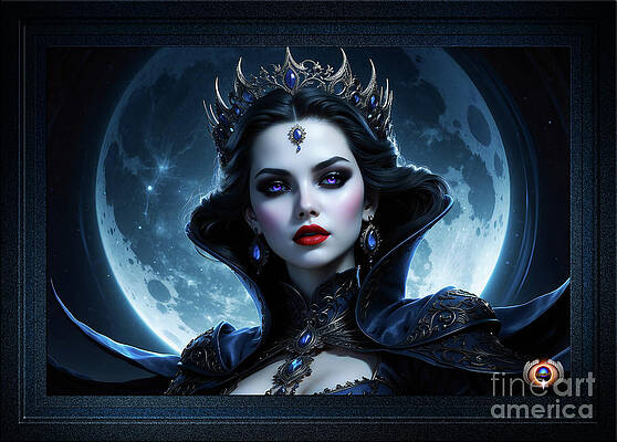 Wall Art - Painting - Portrait Of The Vampire Moon Queen Beautiful AI Concept Art by Xzendor7 by Xzendor7