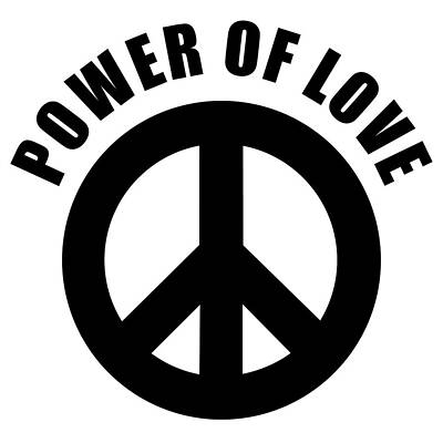 Wall Art - Drawing - Power of Love, Power of Peace, Peace Symbol Social Justice Warrior Black White 2 by Kathy Anselmo