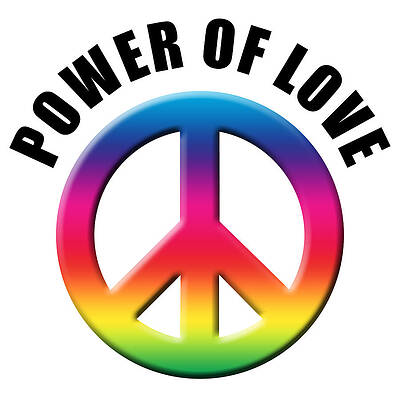 Wall Art - Drawing - Power of Love, Power of Peace, Peace Symbol Social Justice Warrior Rainbow Spectrum by Kathy Anselmo