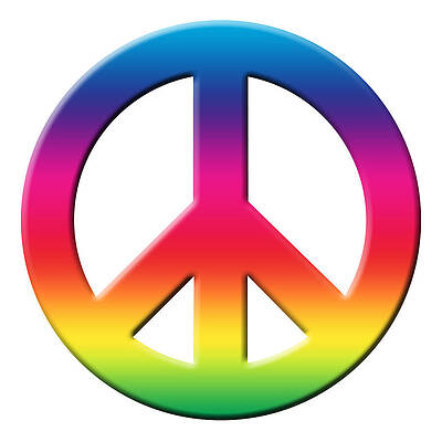 Wall Art - Drawing - Power of Peace, Power of Love, Peace Sign Social Justice Warrior Rainbow Spectrum, Super Sharp PNG by Kathy Anselmo