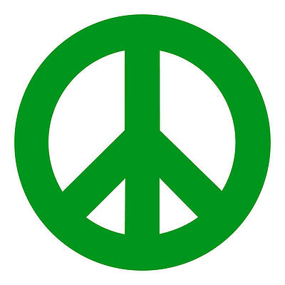 Wall Art - Drawing - Power of Peace, Power of Love, Peace Symbol Social Justice Warrior Green by Kathy Anselmo