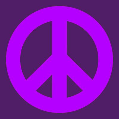 Wall Art - Drawing - Power of Peace, Power of Love, Peace Symbol Social Justice Warrior Purple, Super Sharp PNG by Kathy Anselmo