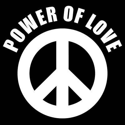 Wall Art - Drawing - Power of Peace, Power of Love Peace Symbol Social Justice Warrior White by Kathy Anselmo