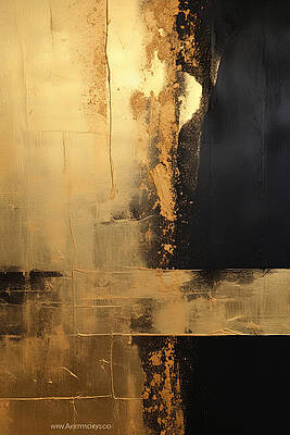 Wall Art - Painting - Precision in Elegance - Black and Gold Abstract Wall Art by Lourry Legarde