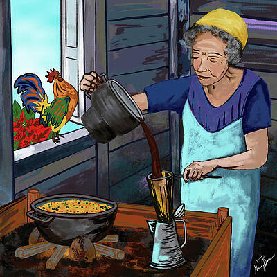 Preparing Morning Coffee by Nancy Berrios