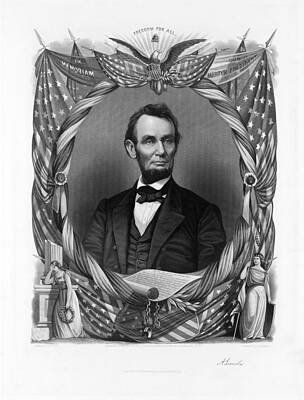 Wall Art - Drawing - President Abraham Lincoln Memorial Engraving by War Is Hell Store