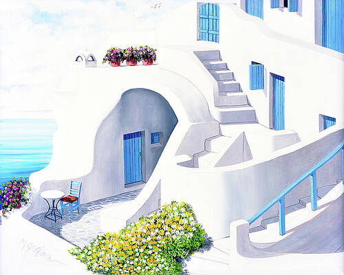 Prints- SUNLIT IN SANTORINi- from oil painting by Mary Grden Prints- SUNLIT IN SANTORINi- from oil painting by Mary Grden