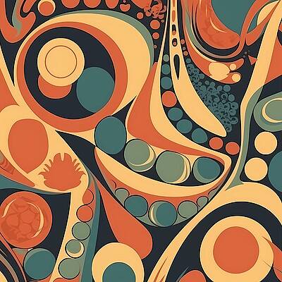 Wall Art - Digital Art - Retro 70s pattern with organic shapes No 1 by Andre Petrov