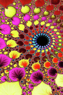 Wall Art - Digital Art - Psychedelic Round Spiraling Fractal Abstract  by Shelli Fitzpatrick