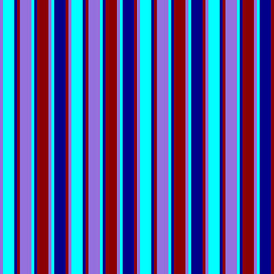 [ Thumbnail: Purple, Aqua, Dark Blue, and Dark Red Colored Striped Pattern Duvet Cover ]