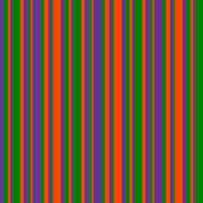 [ Thumbnail: Purple, Green, and Red Colored Stripes Pattern Acrylic Print ]