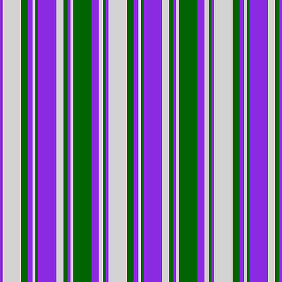 [ Thumbnail: Purple, Light Gray, and Dark Green Colored Striped Pattern Acrylic Print ]