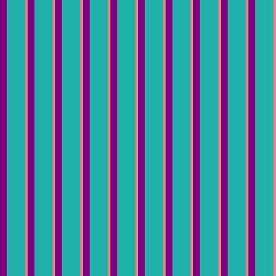 [ Thumbnail: Purple, Light Sea Green, and Light Coral Colored Lines/Stripes Pattern Framed Print ]