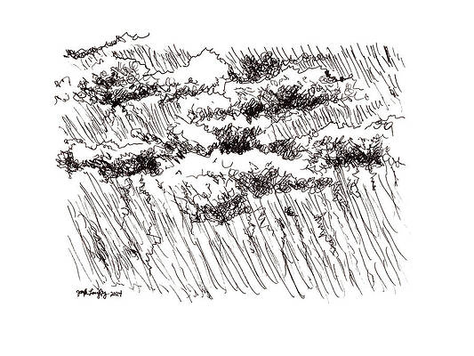 Wall Art - Drawing - Rain with Both Hands - April 2024 by Joseph A Langley