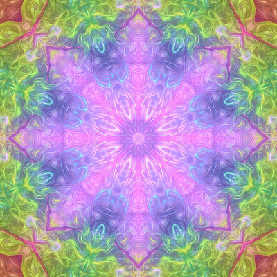 Wall Art - Digital Art - Rainbow Maple Mandala 02 by Beth Venner
