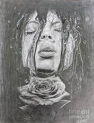 Wall Art - Drawing - Raining Roses by Emily McJohnston