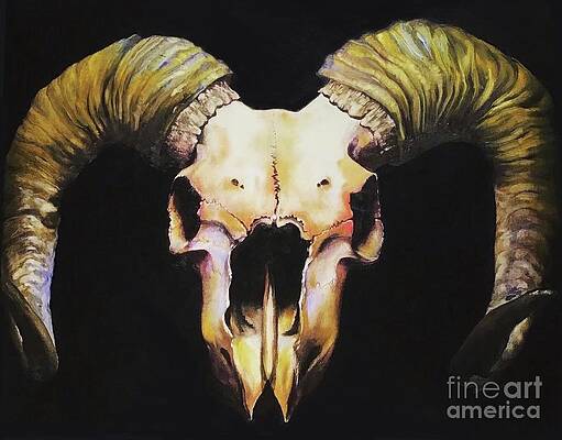 Wall Art - Painting - Ram Skull by Elianna Paek