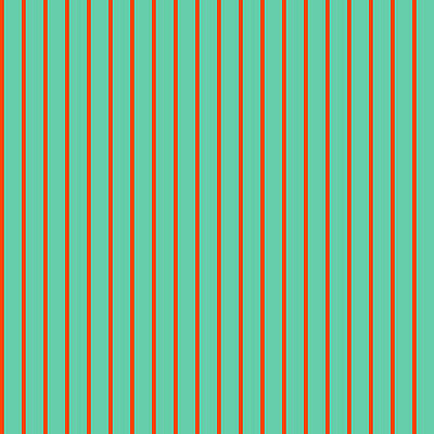 [ Thumbnail: Red and Aquamarine Colored Lined Pattern Art Print ]