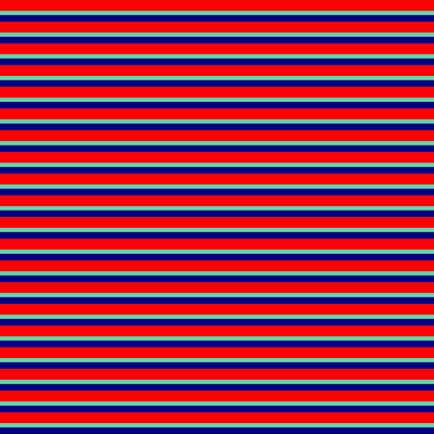 [ Thumbnail: Red, Aquamarine, and Blue Colored Lines/Stripes Pattern Art Print ]